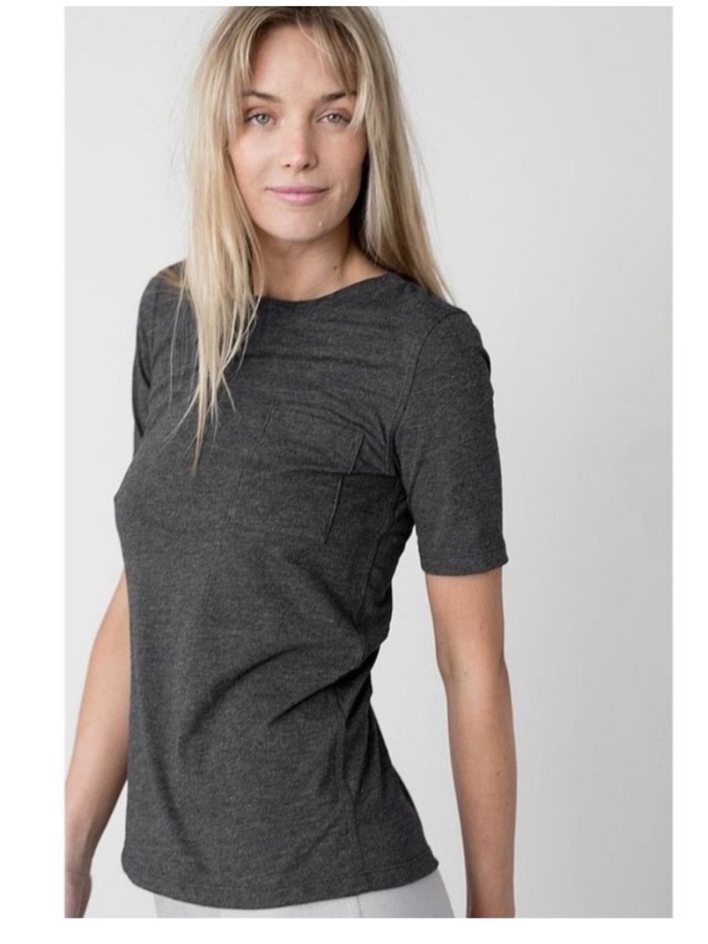 Lunya good in bed Charcoal grey front pocket t shirt